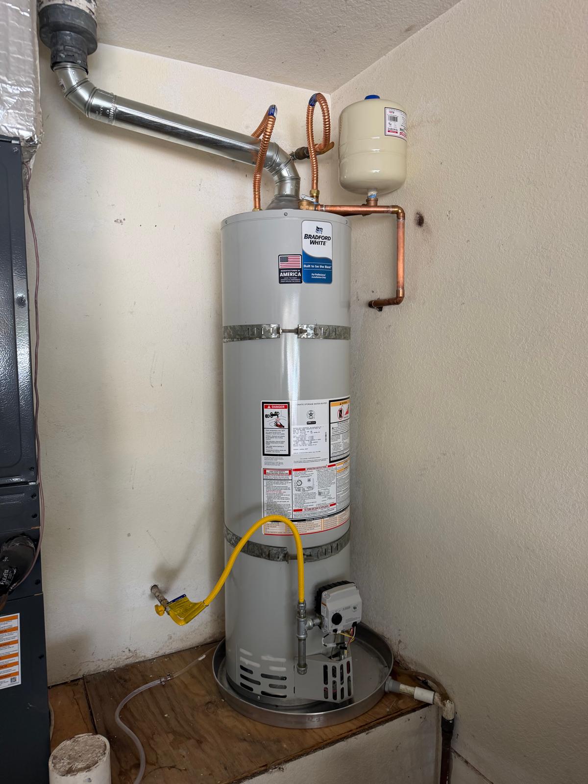 new code compliant water heater installation California
